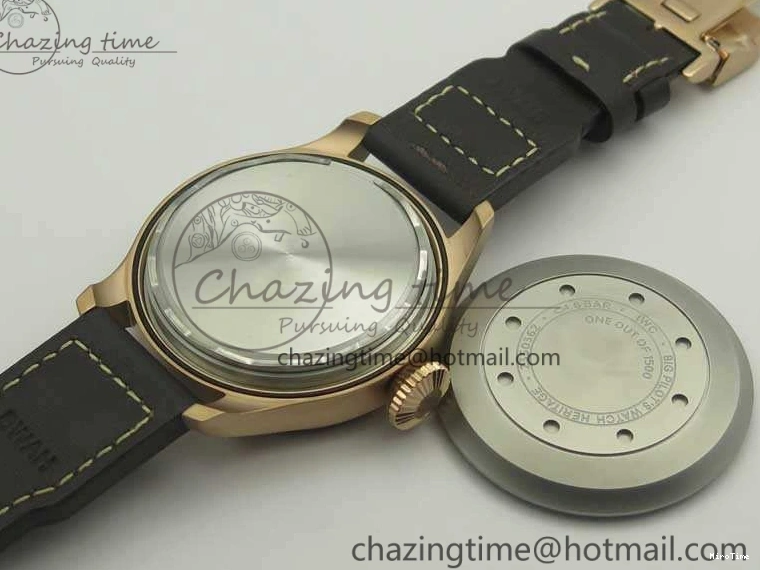 MIROTIME 0123 Big Pilot IW510301 Satin-Polished RG YLF Best Edition Black Dial On Leather Strap A Flexible 7222